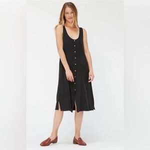 Lacausa lightweight button front burgundy midi length silk dress